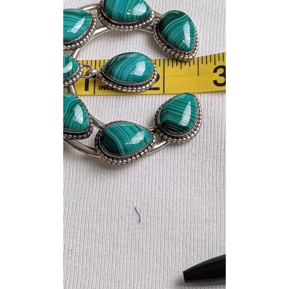 Kathleen Chavez Navajo Sterling Silver Malachite Squash Blossom Necklace + EUC - Picture 10 of 16